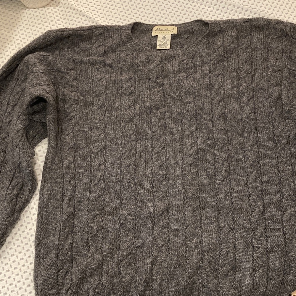 Eddie Bauer Charcoal Cable Knit Crewneck Sweater - Picture 3 of 3